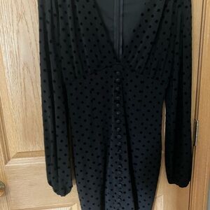 Pretty black dress with velvet dots, fabrics is mesh